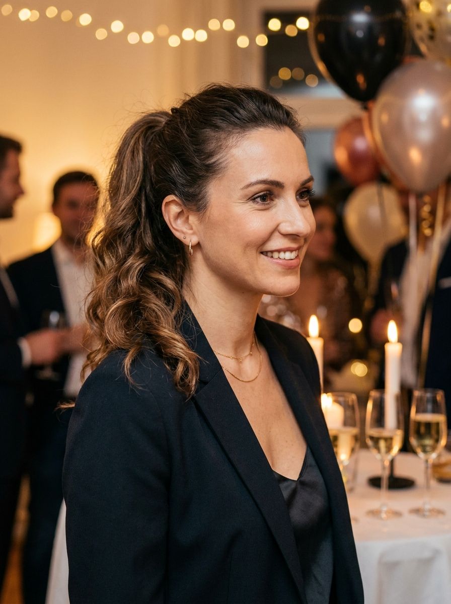 Hoher Pferdeschwanz mit weichen Wellen - Frisuren zum Geburtstag